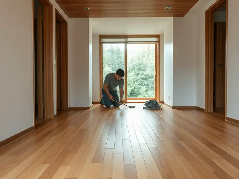 床材施工の様子